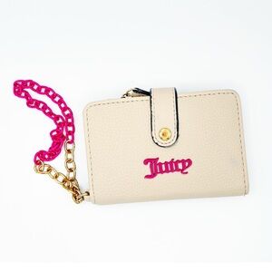 Juicy Couture Cream Small Wallet Go Couture Yourself Pink and Gold Chain